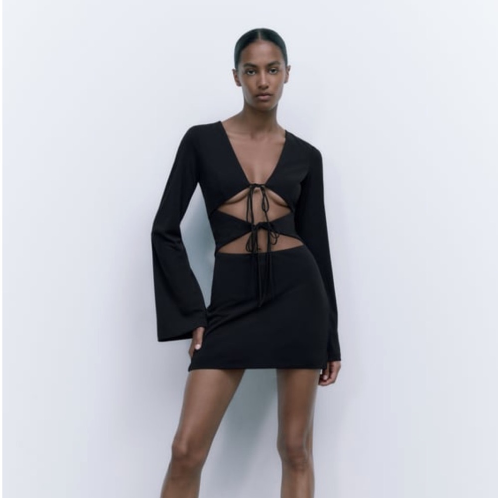 SOLD OUT, NWT Zara Cut Out Mini Dress Black XS